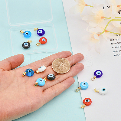 12Pcs 6 Colors Handmade Lampwork Evil Eye Pendants LAMP-CA0001-12-1