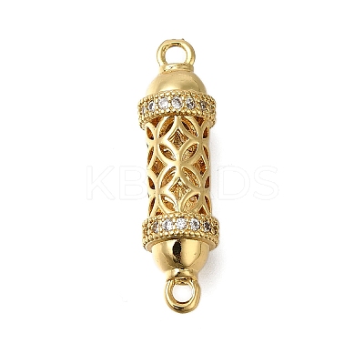 Rack Plating Brass Micro Pave Cubic Zirconia Hollow Column Links Connector Charms ZIRC-F142-50A-G01-1
