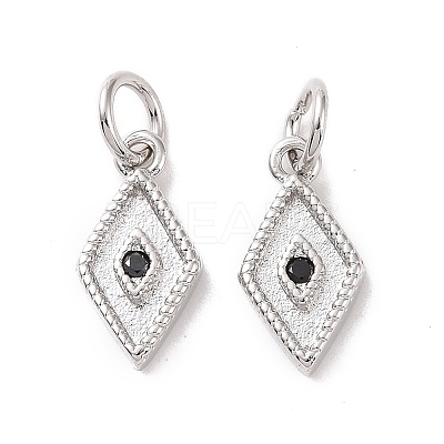 Rack Plating Brass Micro Pave Black Cubic Zirconia Charms ZIRC-C042-13P-1