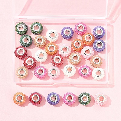 32Pcs 8 Colors AB Color Resin Rose Flower European Beads RESI-FS0002-04-1