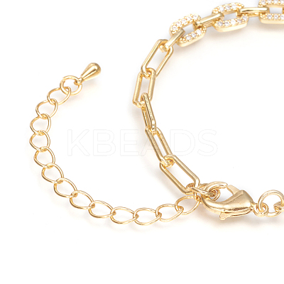 Brass Paperclip Chains Bracelets BJEW-I286-02G-1