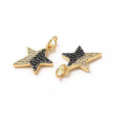 Rack Plating Brass Micro Pave  Cubic Zirconia Pendants KK-B068-22G-1