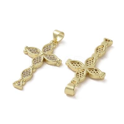 Brass Micro Pave Clear Cubic Zirconia Pendants KK-H466-09G-01-1