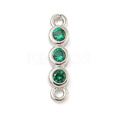 Brass Pave Cubic Zirconia Three Flat Round Links Connector Charms KK-P277-52B-A-1