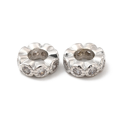 Rack Plating Brass Cubic Zirconia European Beads KK-G457-08P-1
