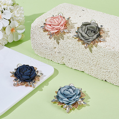 4Pcs 4 Colors Flower Cloth Pins JEWB-GO0001-17-1
