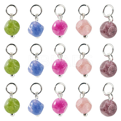 30Pcs Natural Colorful Tourmaline Dice Charms PALLOY-TA00369-1