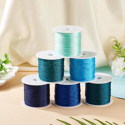 6 Rolls 6 Colors 6-Ply Polyester Metallic Thread OCOR-TA0003-11E-1