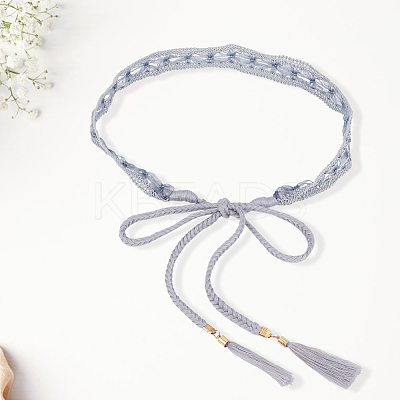 1Pc Cotton and Linen Flower Lace Tassel Waist Belly Belts AJEW-GF0012-32A-1