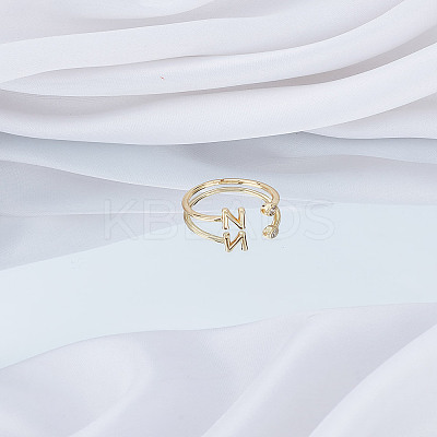1Pc Brass Micro Pave Clear Cubic Zirconia Open Cuff Rings for Women RJEW-LP0002-37N-1