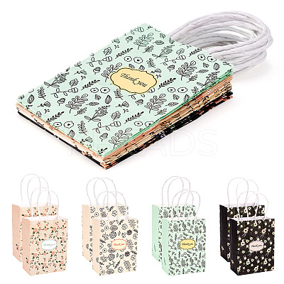 8Pcs 4 Styles Flower Paper Gift Tote Bags ABAG-TA0001-47-1