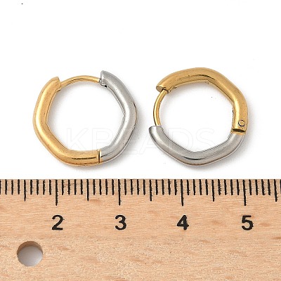 304 Stainless Steel Two Tone Hoop Earrings EJEW-P313-01B-G-1