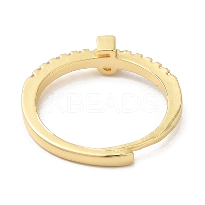 Rack Plating Brass Clear Cubic Zirconia Number 5 Adjustable Rings for Women RJEW-S407-09G-05-1