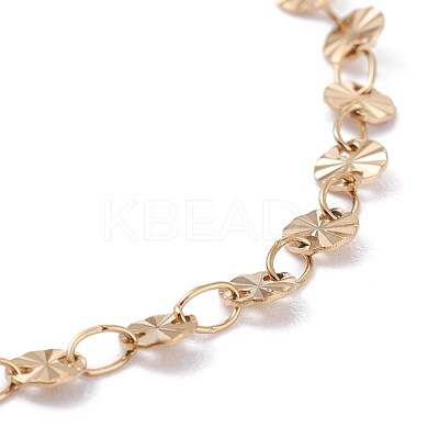 PVD Vacuum Plating 304 Stainless Steel Flat Round Link Chain Bracelets BJEW-I295-05C-G-1