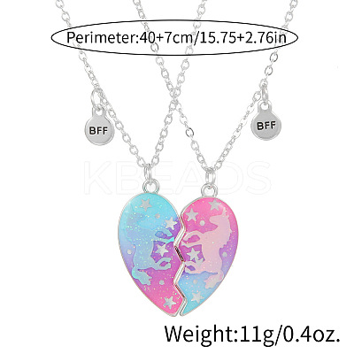 2Pcs Alloy Colorful Enamel Magnetic Unicorn Heart Pendant Friendship Necklaces for Women FS-WGC6FE6-01-1