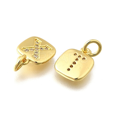 26Pcs Brass Micro Pave Cubic Zirconia Charms KK-R218-03G-1