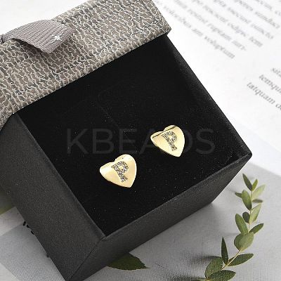 Rack Plating Brass Micro Pave Clear Cubic Zirconia Stud Earrings EJEW-K299-01G-P-1