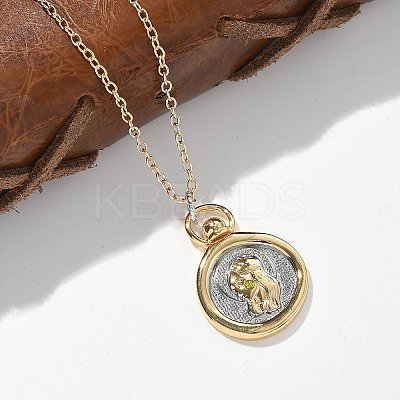Brass Twelve Constellations Tarot Pendant Necklaces LS-NJEW-Q006-01H-G-1