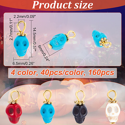 160Pcs 4 Colors Dyed Synthetic Turquoise Charms G-FH0001-76-1