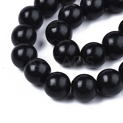 Spray Painted Natural Wood Beads Strands WOOD-S053-57A-1