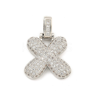 Brass Micro Pave Clear Cubic Zirconia Pendants KK-B099-01P-X-1