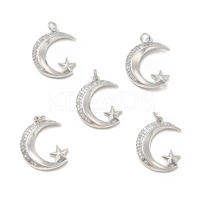 Brass Micro Pave Cubic Zirconia Pendants KK-E068-VB108-1