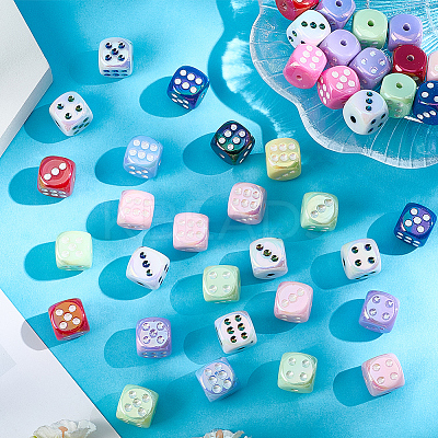 40Pcs UV Plating Rainbow Iridescent Acrylic Enamel Beads SACR-PA0001-03-1