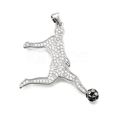 Brass Micro Pave Clear Cubic Zirconia Pendants CU-CBA108A-08P-1