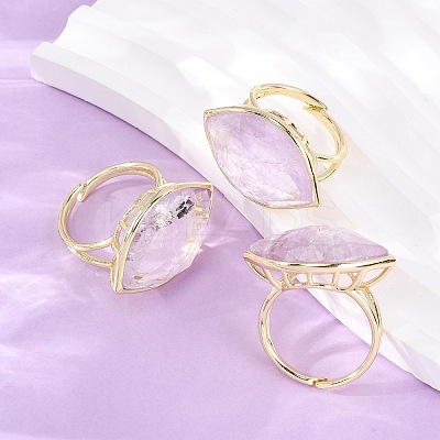 Horse Eye Natural Amethyst Cuff Rings RJEW-M076-04G-05-1