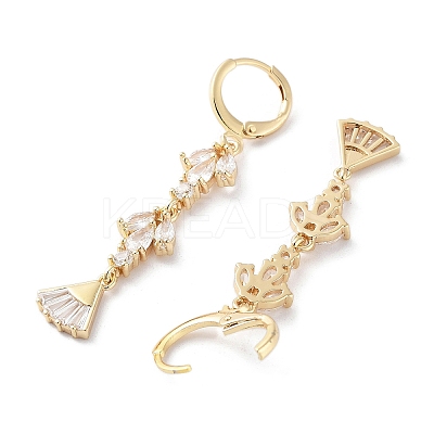 Fan Rack Plating Golden Brass Dangle Leverback Earrings EJEW-A030-04G-02-1