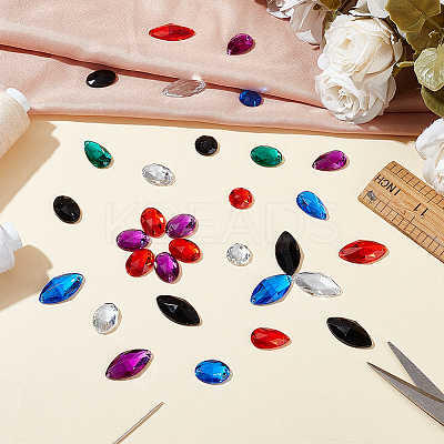 96Pcs 24 Styles Oval Teardrop Horse Eye Sew on Rhinestone ACRT-PH0001-15-1