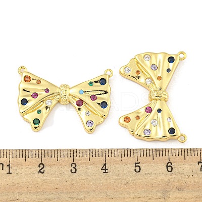 Bowknot Rack Plating Brass Micro Pave Colorful Cubic Zirconia Pendants KK-Z053-06G-1