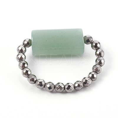 Natural Mixed Gemstone Stretch Rings RJEW-JR00232-1