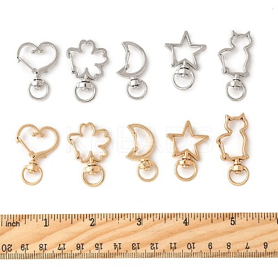 40Pcs 10 Styles Alloy Swivel Snap Hook Clasps FIND-FS0004-74-1