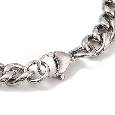 Ion Plating(IP) 304 Stainless Steel Feather Link Chain Bracelets for Men BJEW-B096-44AS-1