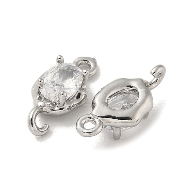 Brass Clear Cubic Zirconia Connector Charms KK-R210-15P-1