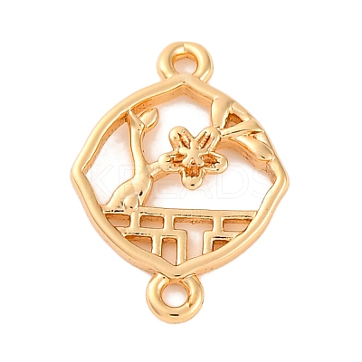 Brass Hollow Flower Rhombus Links Connector Charms KK-S403-08G-1