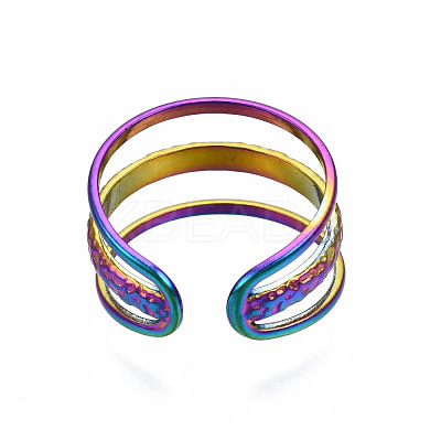 Hollow 3 Line Cuff Rings RJEW-N038-010-1