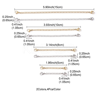 8 Strands 8 Styles 304 Stainless Steel Chain Extender STAS-YW0001-12-1