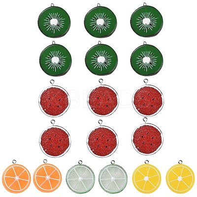 18Pcs 5 Colors Resin Pendants RESI-LS0001-09P-1