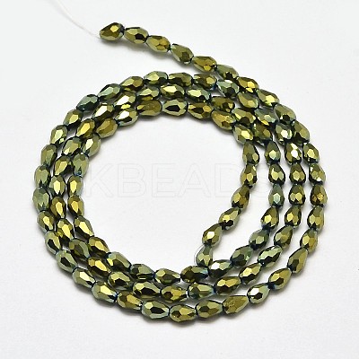 Faceted Teardrop Full Plated Electroplate Glass Beads Strands X-EGLA-J132-FP05-1
