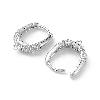 Brass Micro Pave Clear Cubic Zirconia Hoop Earring Findings EJEW-K245-20P-1