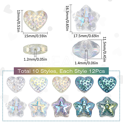 120Pcs 10 Styles Electroplate Transparent Glass Beads Sets EGLA-SP0001-25-1