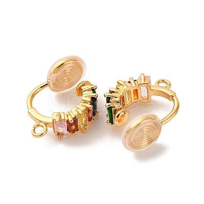 Brass Micro Pave Colorful Cubic Zirconia Clip-on Earring Findings KK-K382-37G-1