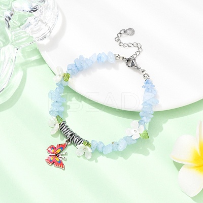 Printed Alloy Butterfly Charm Bracelets BJEW-JB12404-03-1