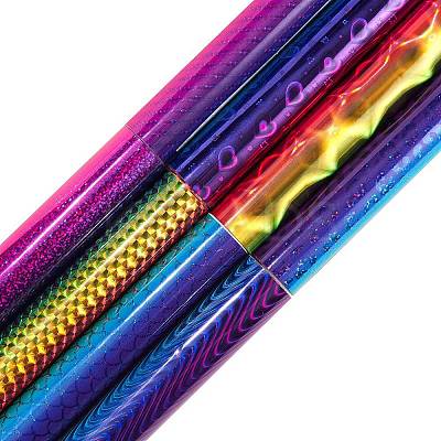 8Pcs 8 Style Waterproof PVC Vinyl Laser Rainbow Stickers DIY-SZ0003-64-1