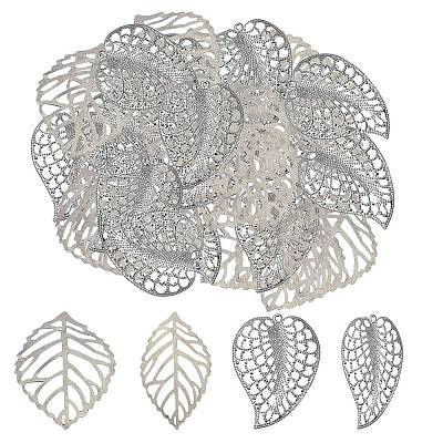 60Pcs 2 Styles Iron Leaf Ornaments AJEW-GF0012-11A-1