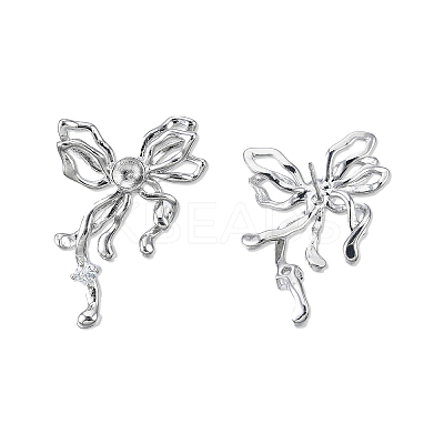 Brass Pave Clear Cubic Zirconia Stud Earring Findings KK-N232-438P-A-1