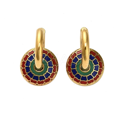 304 Stainless Steel Enamel Hoop Earrings LS-EJEW-Q040-01A-G-1