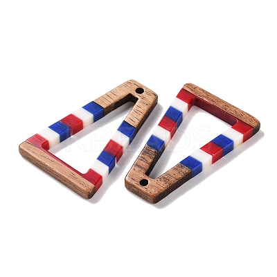 Independence Day Opaque Striped Resin & Walnut Wood Pendants RESI-U010-02K-1